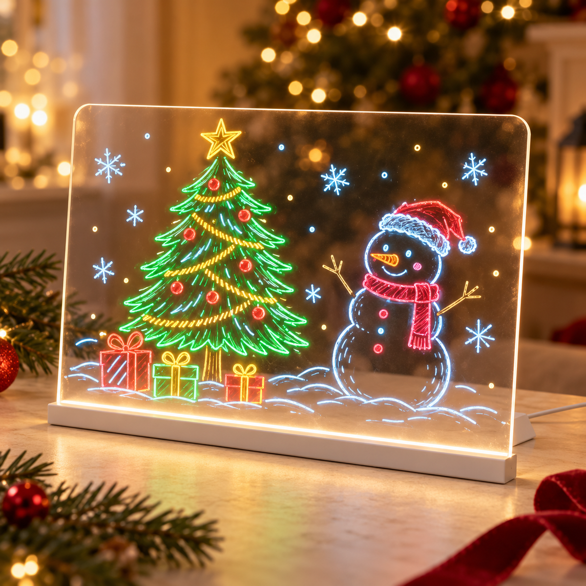 🎄🎁 BUY 1 GET 1 FREE🎁🎄 | Christmas Gift for Kids 🎅✨ | LED Writing Drawing Board for Kids 🌈🖍️ | Reusable Light-Up Surface for Creative Notes, Art & Learning 🎨💖