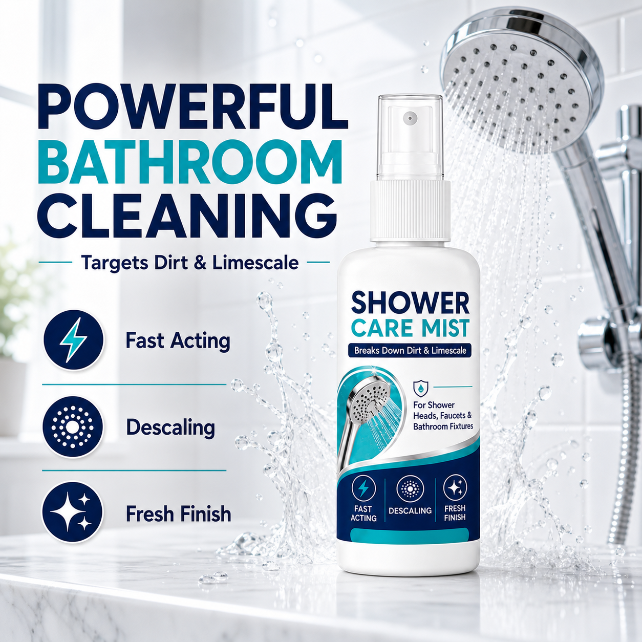 🚿✨Fast-Acting Shower Limescale Remover Spray – Dissolves stubborn mineral deposits & hard water stains. Restores water flow & shine – just spray & wipe! 🧼💪