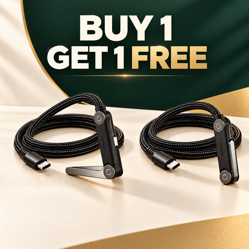 BUY 1 GET 1 FREE!⚡Official Authorized | MFi-Certified Cables🔥 2-in-1 Cable 240W Fast Charging with Phone Stand