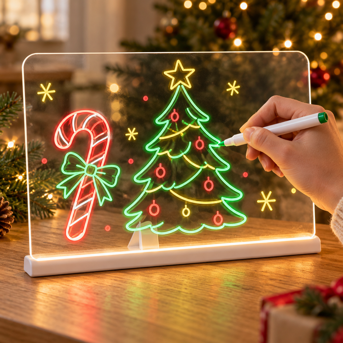 🎄🎁 BUY 1 GET 1 FREE🎁🎄 | Christmas Gift for Kids 🎅✨ | LED Writing Drawing Board for Kids 🌈🖍️ | Reusable Light-Up Surface for Creative Notes, Art & Learning 🎨💖