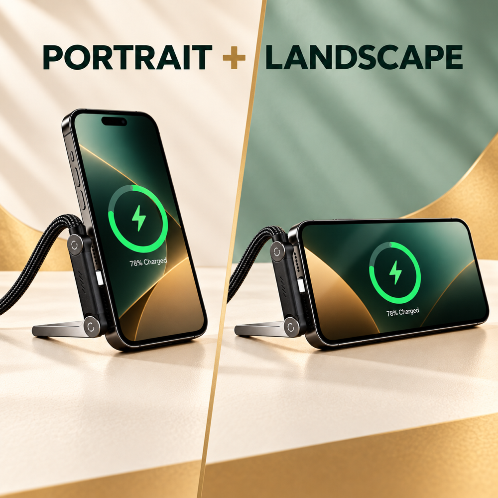 BUY 1 GET 1 FREE!⚡Official Authorized | MFi-Certified Cables🔥 2-in-1 Cable 240W Fast Charging with Phone Stand