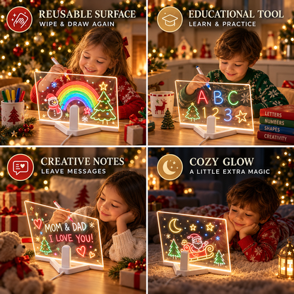 🎄🎁 BUY 1 GET 1 FREE🎁🎄 | Christmas Gift for Kids 🎅✨ | LED Writing Drawing Board for Kids 🌈🖍️ | Reusable Light-Up Surface for Creative Notes, Art & Learning 🎨💖