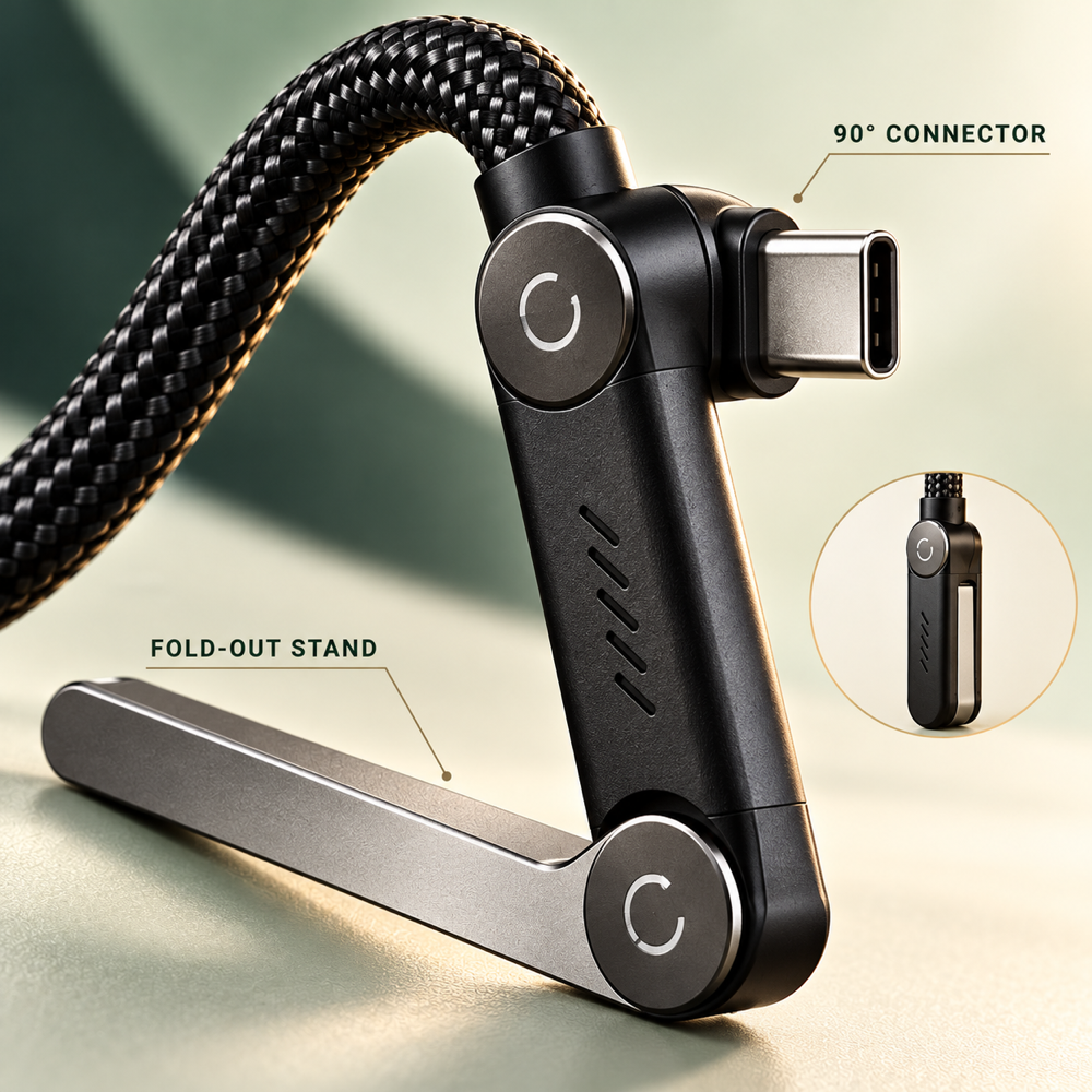 BUY 1 GET 1 FREE!⚡Official Authorized | MFi-Certified Cables🔥 2-in-1 Cable 240W Fast Charging with Phone Stand