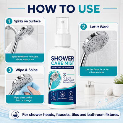 🚿✨Fast-Acting Shower Limescale Remover Spray – Dissolves stubborn mineral deposits & hard water stains. Restores water flow & shine – just spray & wipe! 🧼💪