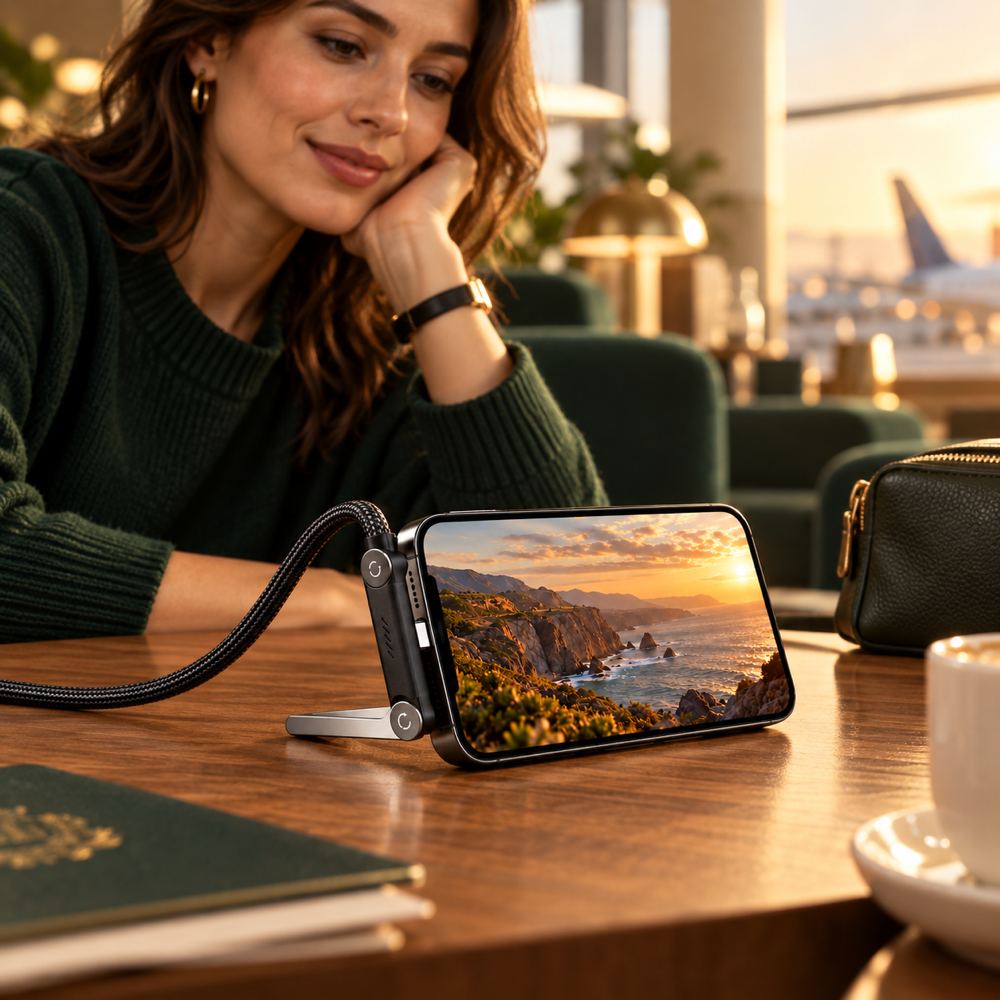 BUY 1 GET 1 FREE!⚡Official Authorized | MFi-Certified Cables🔥 2-in-1 Cable 240W Fast Charging with Phone Stand