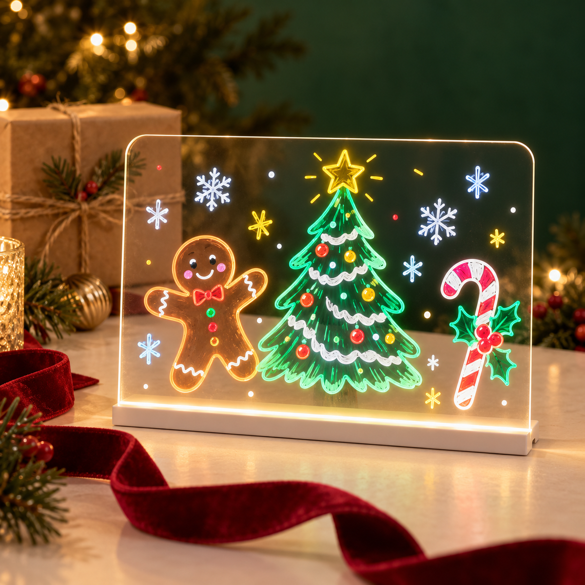 🎄🎁 BUY 1 GET 1 FREE🎁🎄 | Christmas Gift for Kids 🎅✨ | LED Writing Drawing Board for Kids 🌈🖍️ | Reusable Light-Up Surface for Creative Notes, Art & Learning 🎨💖