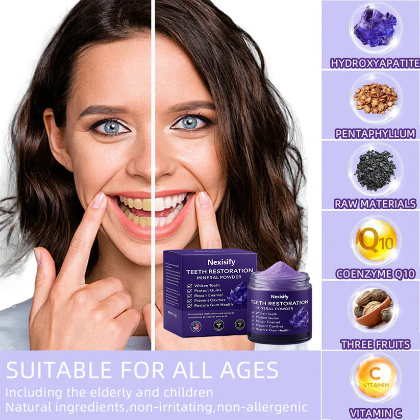🦷 Nexisify™ Tooth Powder – Natural Whitening & Fresh Breath!