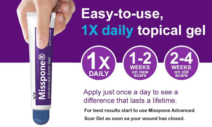 Advanced Scar Gel – Treats old and new scars, helps reduce the appearance of scars from acne, surgery, burns, injuries, and stretch marks