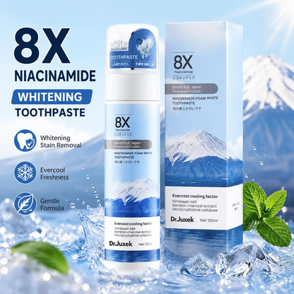 【Family Value Pack】Dr.Juxek Niacinamide Foaming Whitening Toothpaste 8X - Fresh Breath Stain Removal Gentle Teeth Cleaning 100ml-D