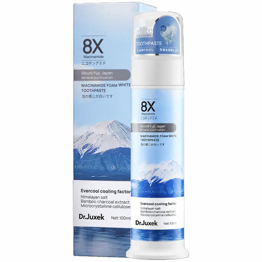 【Family Value Pack】Dr.Juxek Niacinamide Foaming Whitening Toothpaste 8X - Fresh Breath Stain Removal Gentle Teeth Cleaning 100ml-D