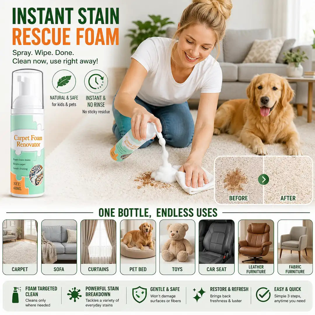 🎁 BUY 1 GET 1 FREE | Waterless Carpet Foam Stain Remover + 1 FREE Towel with Every Bottle