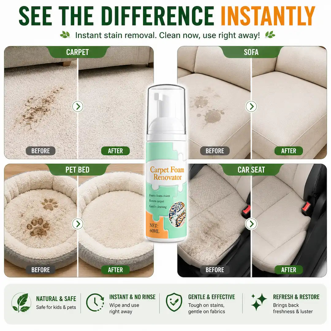 🎁 BUY 1 GET 1 FREE | Waterless Carpet Foam Stain Remover + 1 FREE Towel with Every Bottle