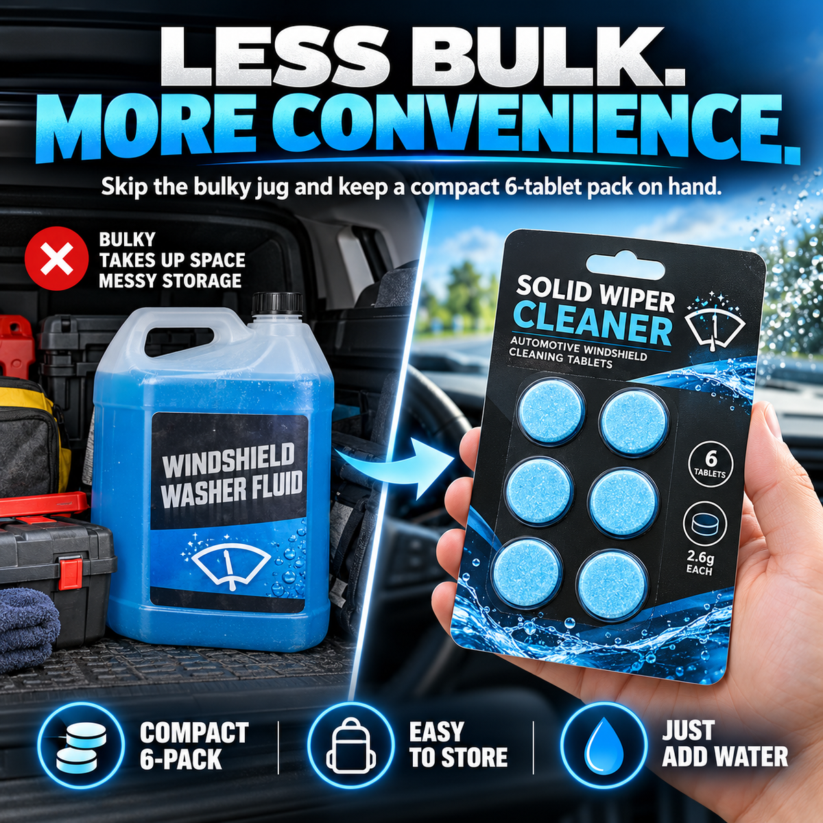 🔥 BUY 1 GET 1 FREE 🎁 Windshield Cleaning Tablets ✨🚗 | Clearer Glass, Less Hassle