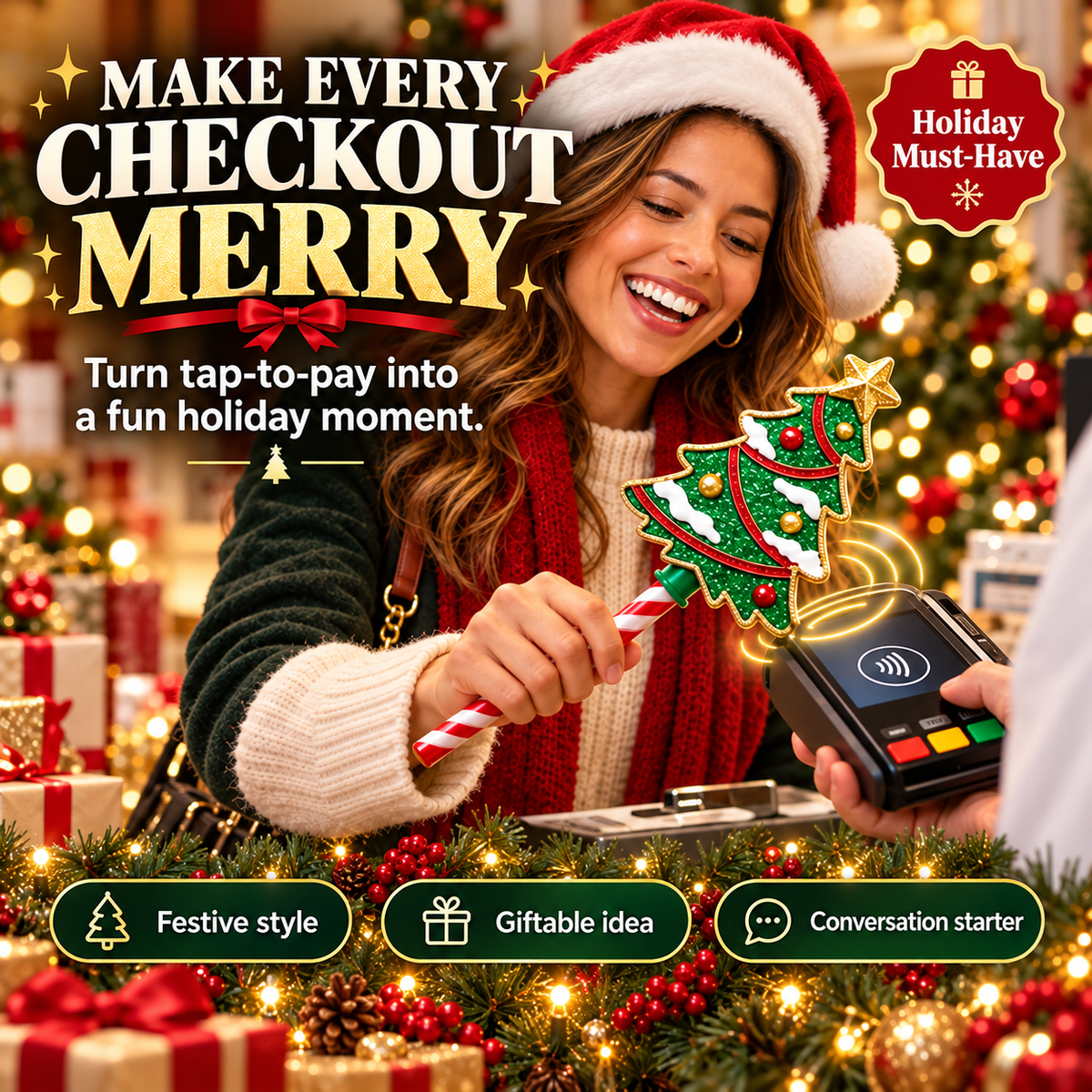 Christmas Tree Tap‑To‑Pay Wand 🎄