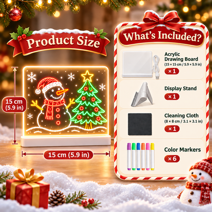 🎄🎁 BUY 1 GET 1 FREE🎁🎄 | Christmas Gift for Kids 🎅✨ | LED Writing Drawing Board for Kids 🌈🖍️ | Reusable Light-Up Surface for Creative Notes, Art & Learning 🎨💖