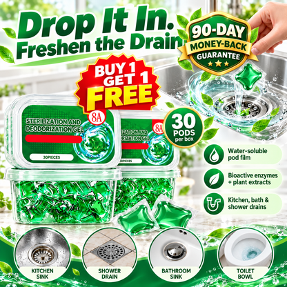🔥 BUY 1 GET 1 FREE 🎁 Bio-Enzyme Drain Deodorizer Capsules, 1 Box (30 PCS) 🚿