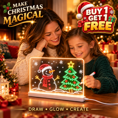 🎄🎁 BUY 1 GET 1 FREE🎁🎄 | Christmas Gift for Kids 🎅✨ | LED Writing Drawing Board for Kids 🌈🖍️ | Reusable Light-Up Surface for Creative Notes, Art & Learning 🎨💖