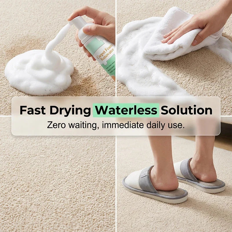 Waterless Carpet Cleaning Foam Removes Tough Stains Fast With Towel